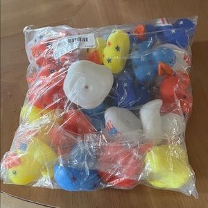 24 count Bag of Colorful Americana themed Rubber Ducks